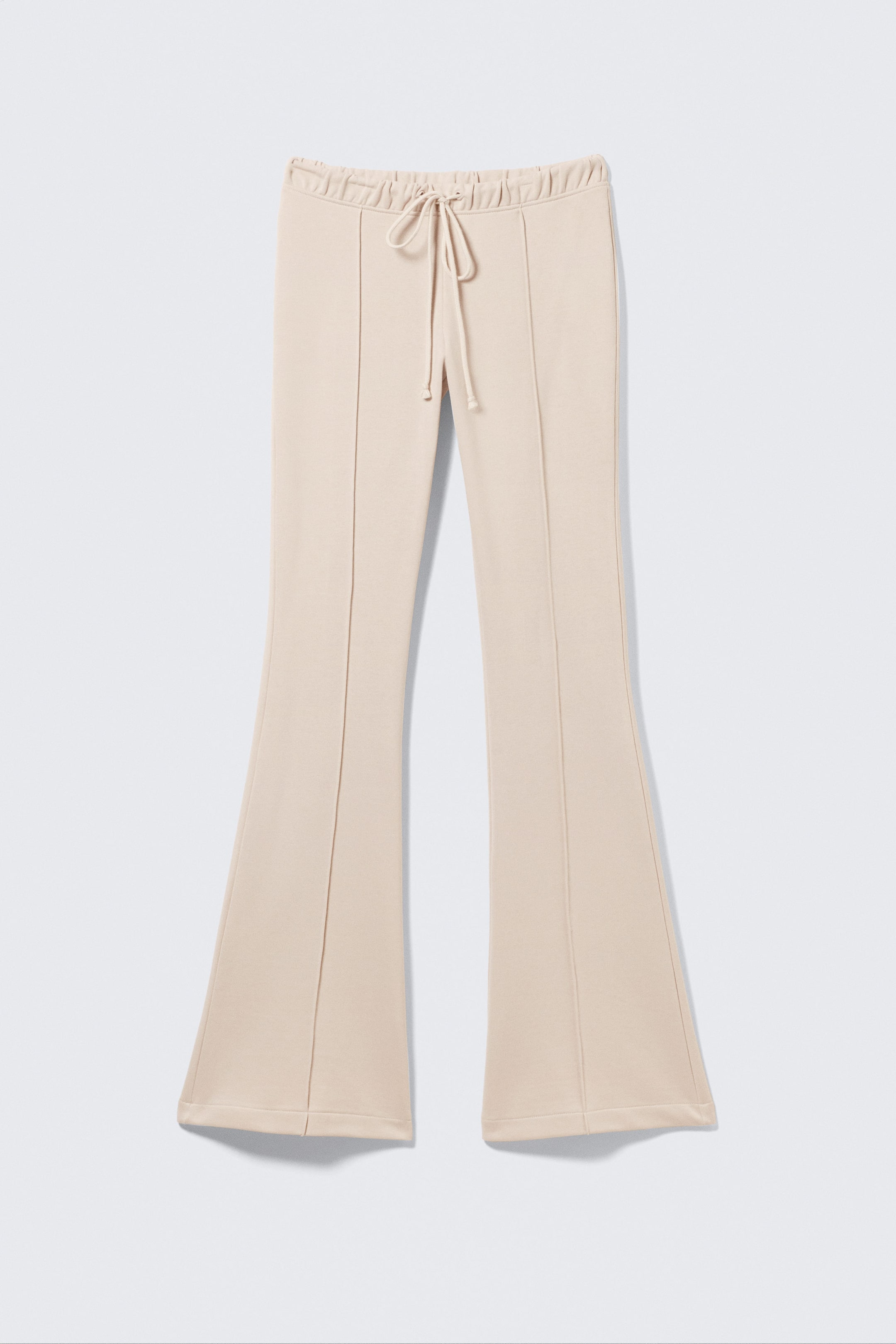 Light Beige - Mid Rise Pintuck Flared Sweatpants - 3