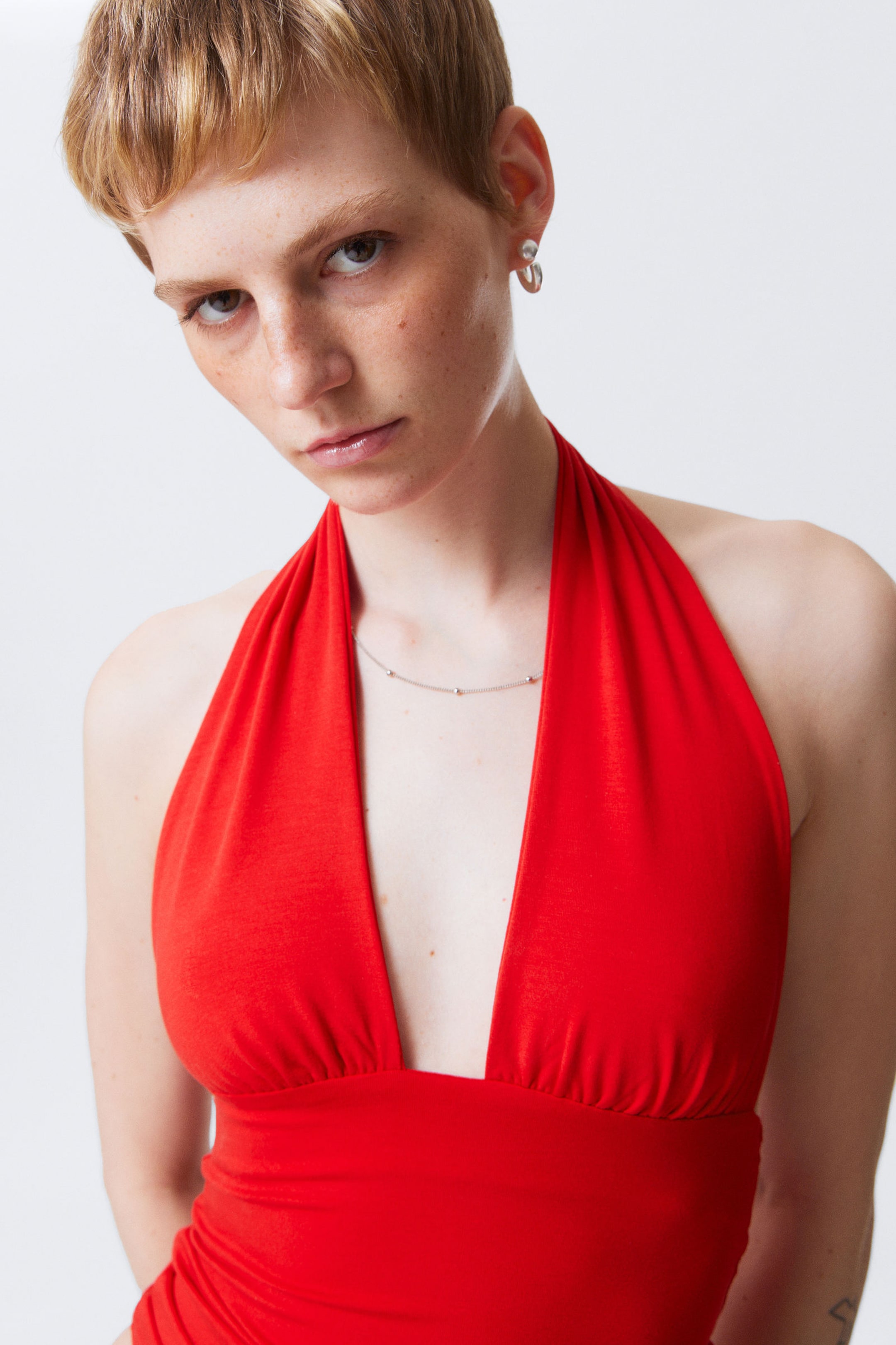 #BC0A28 - Deep Halterneck Top - 2