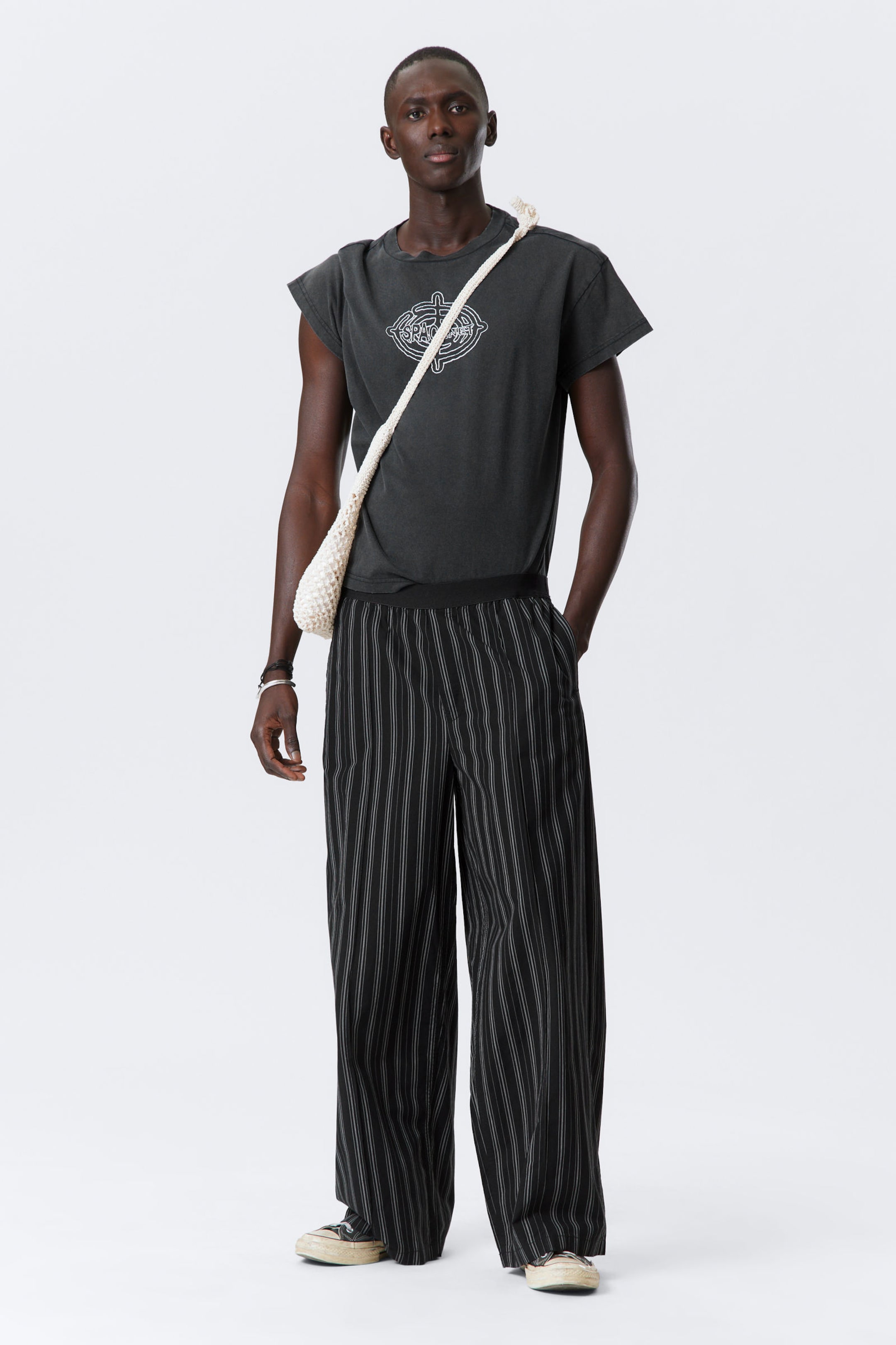 #272627 - Striped Loose Cotton Pyjama Trousers - 1