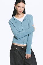 Bleu cendré - Cardigan ajusté en jersey - 0