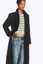 Black - Fitted Single-Breasted Wool-Blend Coat - 1