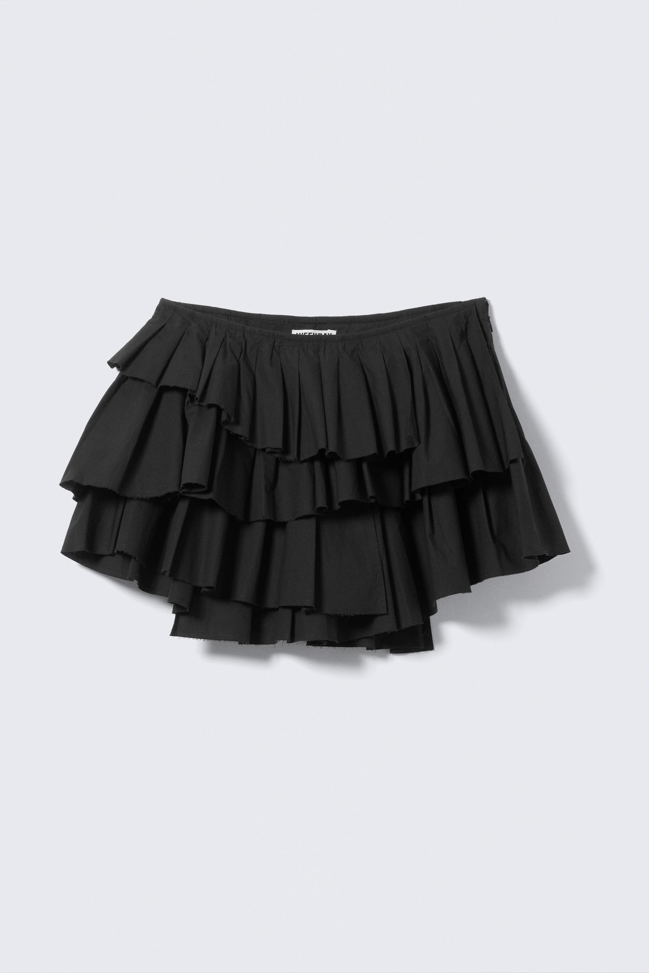 Black - Pleated Layered Mini Skirt - 3