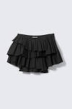 Black - Pleated Layered Mini Skirt - 3