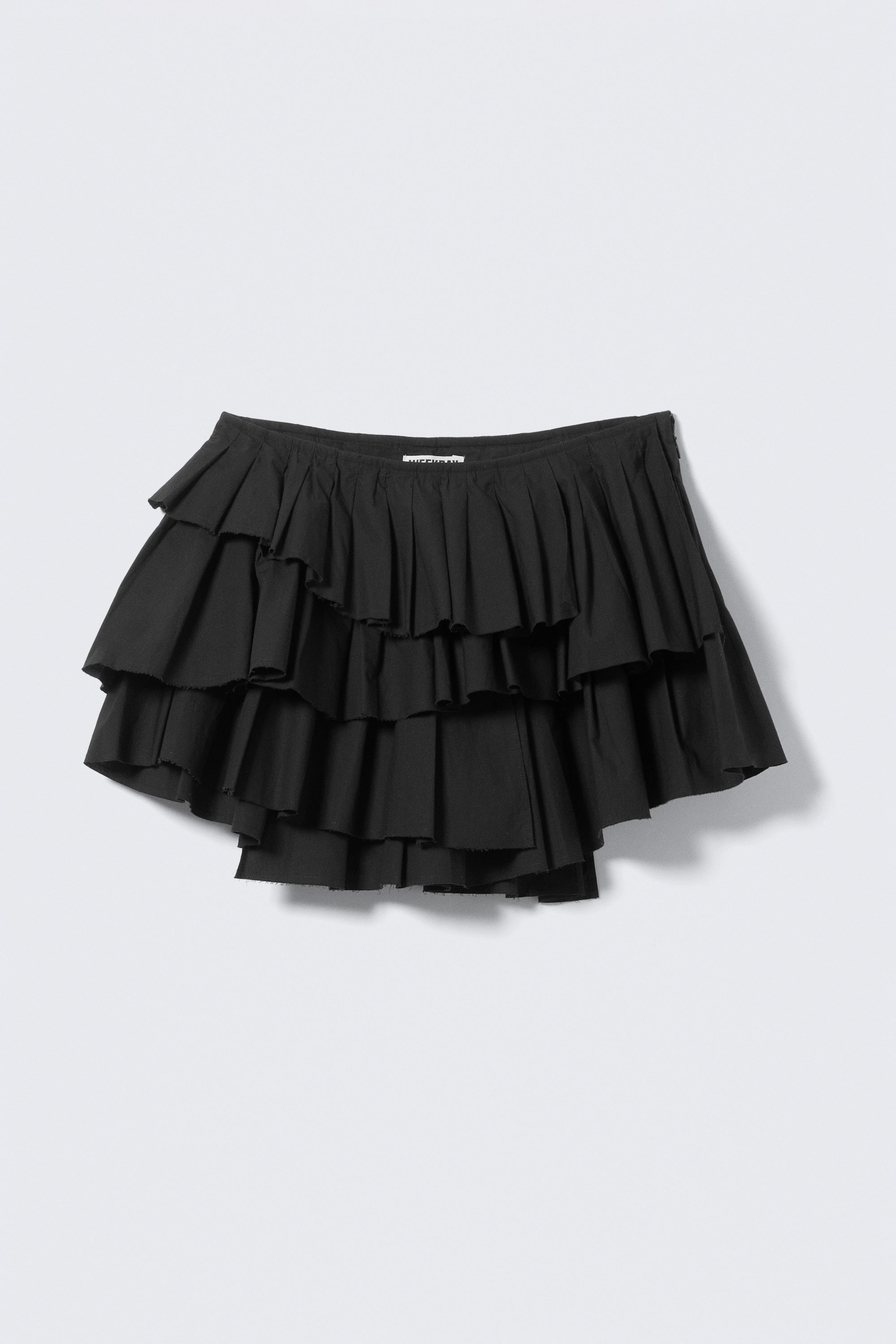 Black - Pleated Layered Mini Skirt - 1