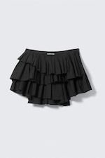 Black - Pleated Layered Mini Skirt - 0