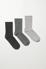 Grey Scale - 3-pack ribbade strumpor - 0