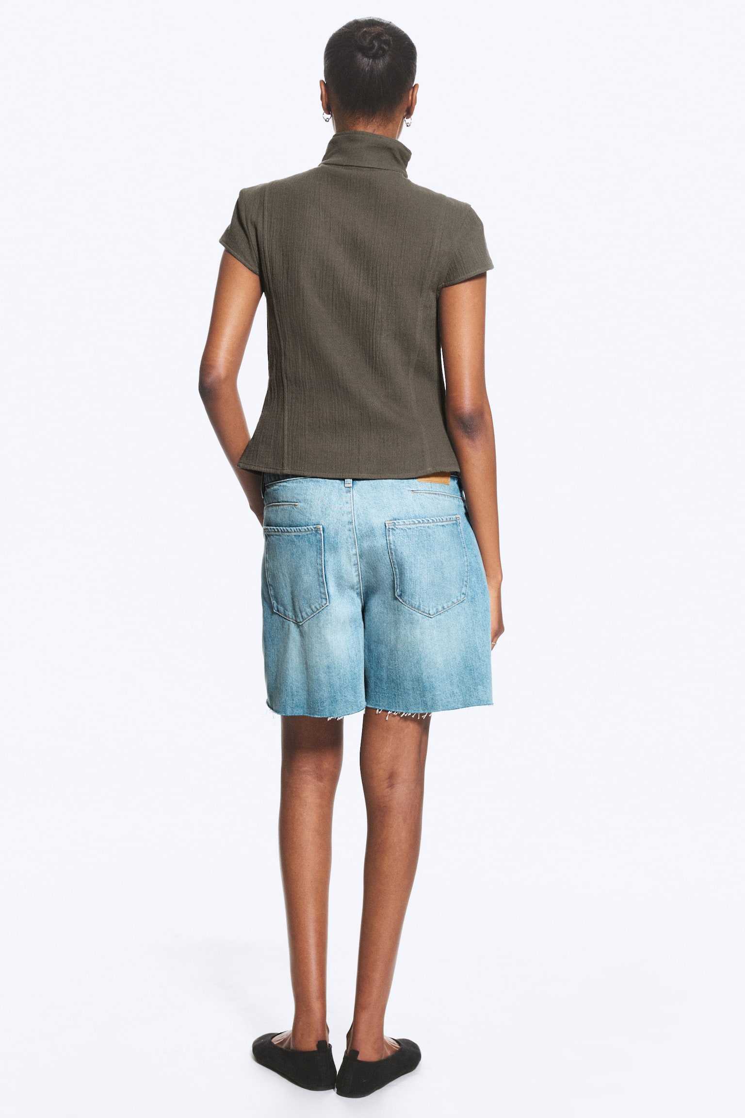 Zweireihiges Baumwolltop-Dunkles Graubraun - 5