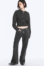 Risso Black - Svart - Helix jeans med mellomhøyt liv, avslappet passform og utsvingede ben - 0
