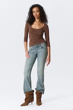 Mörkbrun - Fitted Three-Quarter Sleeve Top - 2