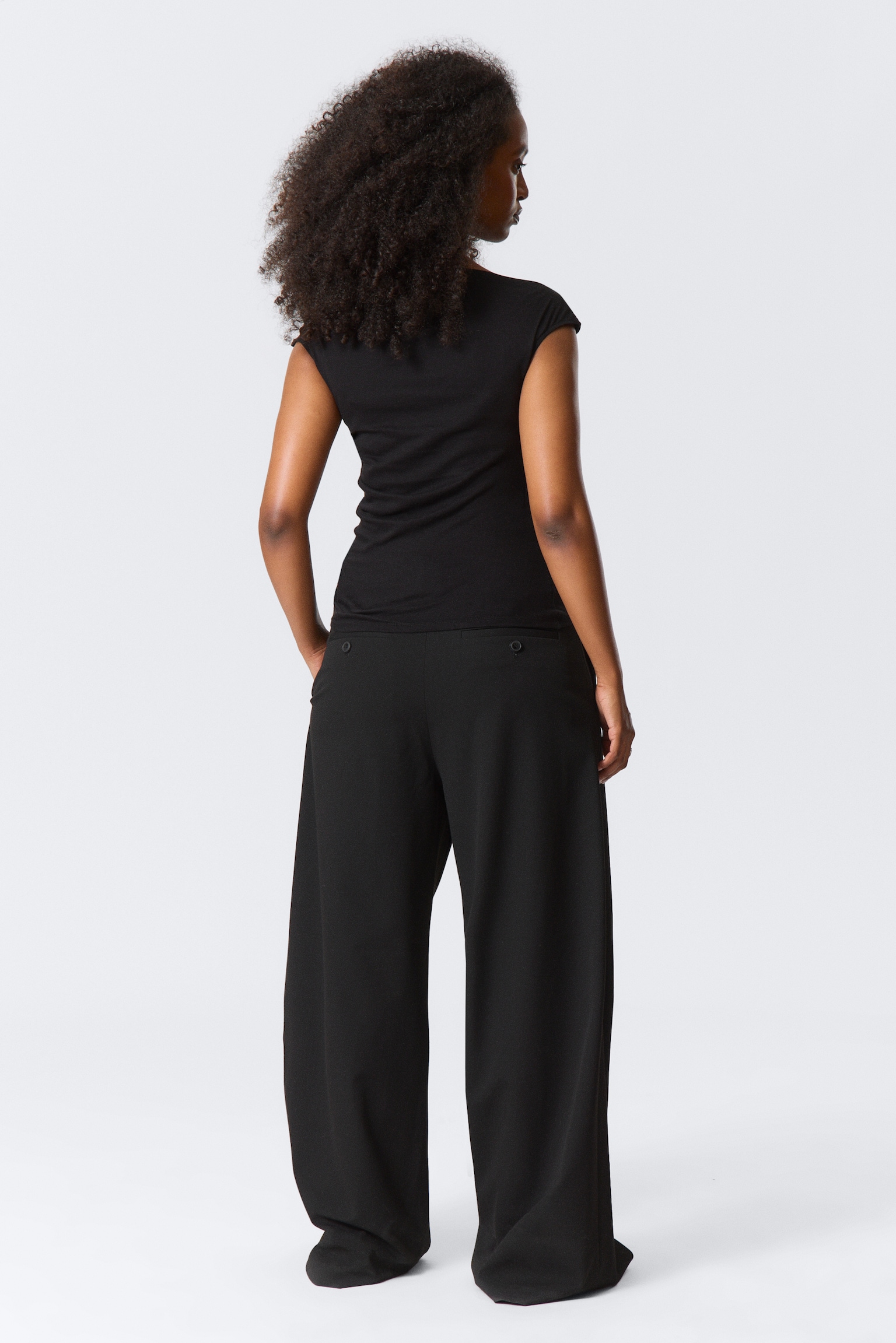 Haut en coton à épaules larges - Noir/Gris - 3