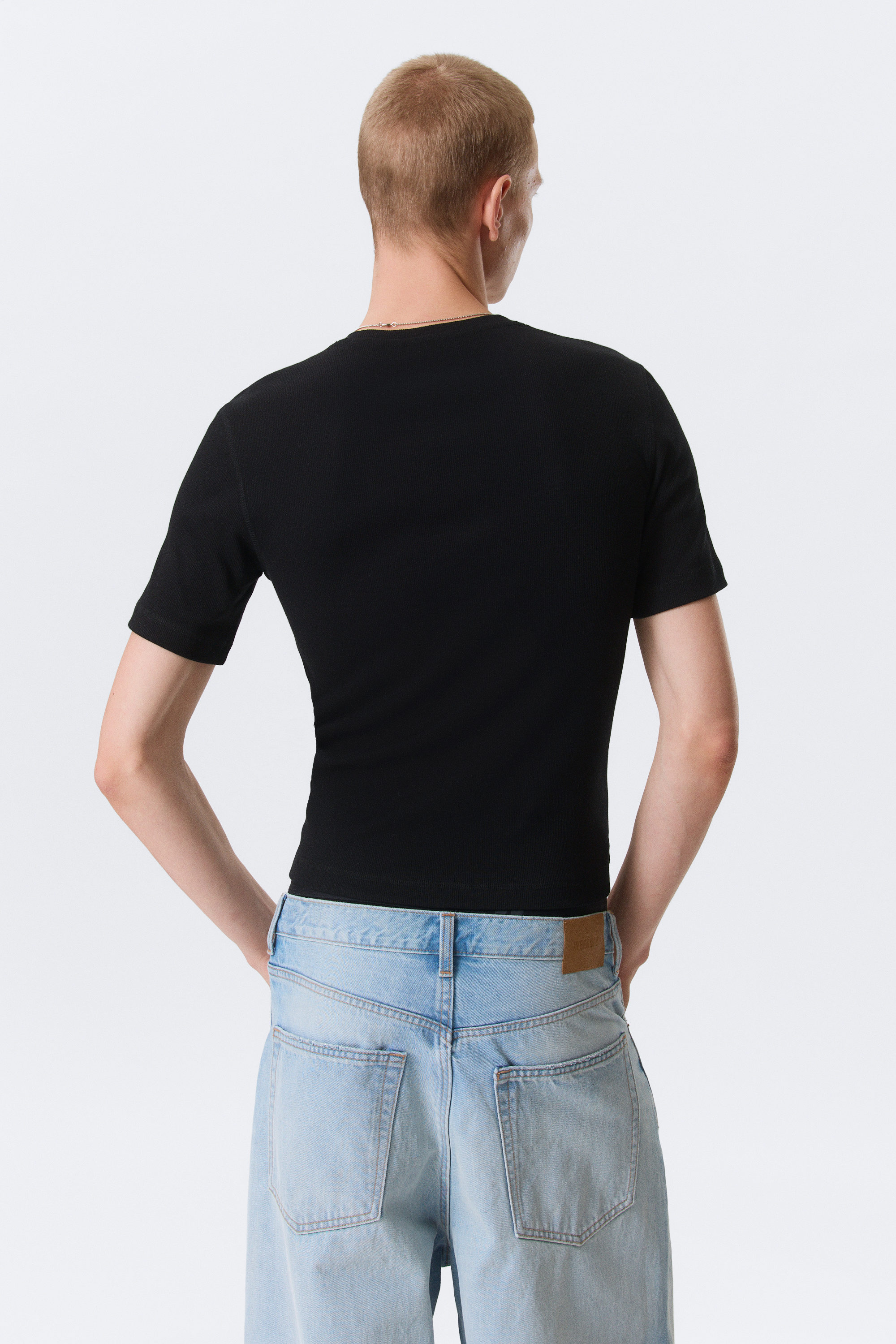 Black - Classic Slim Ribbed Cotton T-shirt - 3