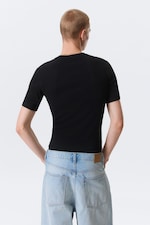 Black - Classic Slim Ribbed Cotton T-shirt - 3