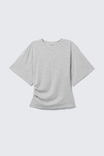 Grey Melange - DRAPED FITTED T-SHIRT - 4