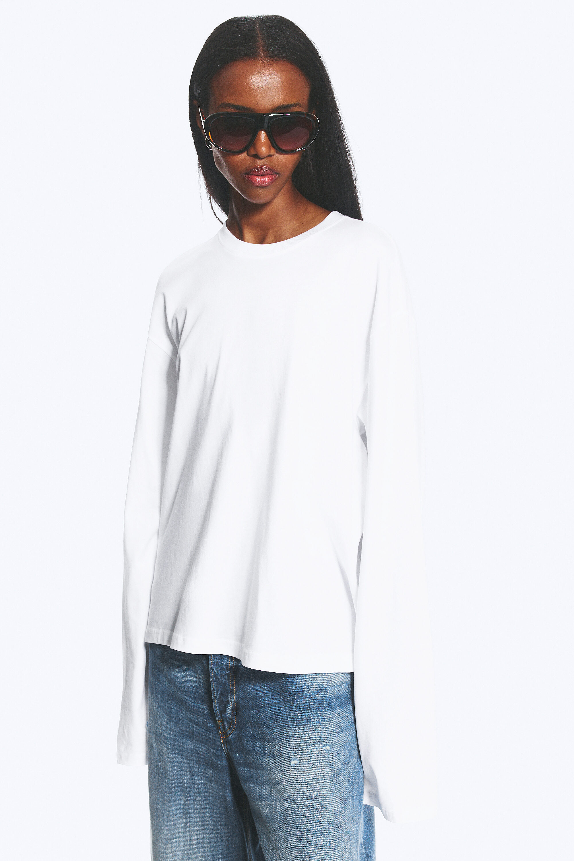 Long-Sleeved Boxy Cotton T-shirt