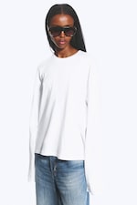 White - Long-Sleeved Boxy Cotton T-shirt - 0