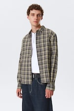 Checked Beige - Relaxed Checked Long-Sleeved Shirt - 0