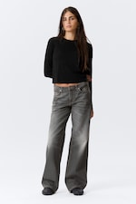 Mine Grey - Dark Grey - Ample Low Rise Loose Wide Leg Jeans - 0