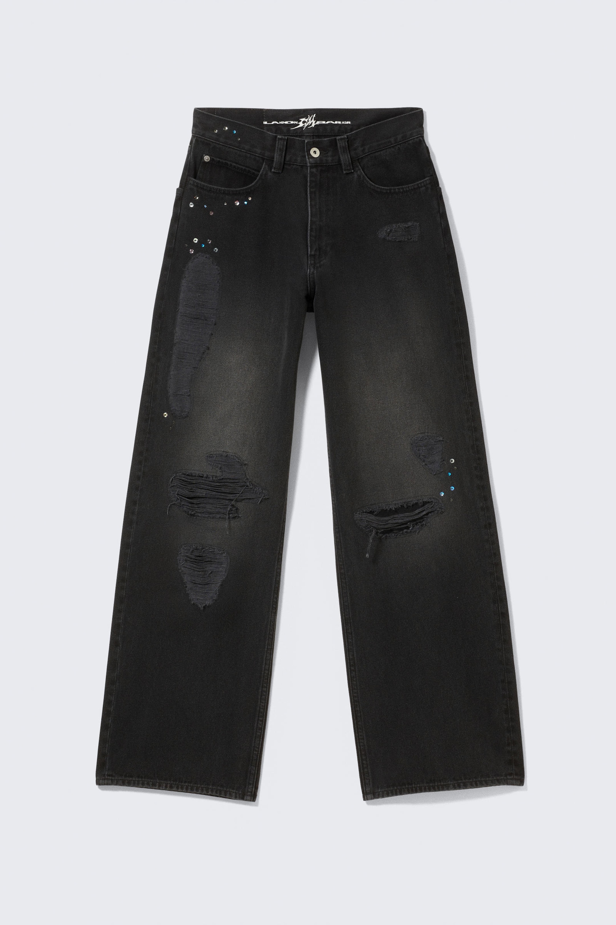 Verblasstes Schwarz - CM x LB Looser Black Crystallised Unisex Jeans - 8