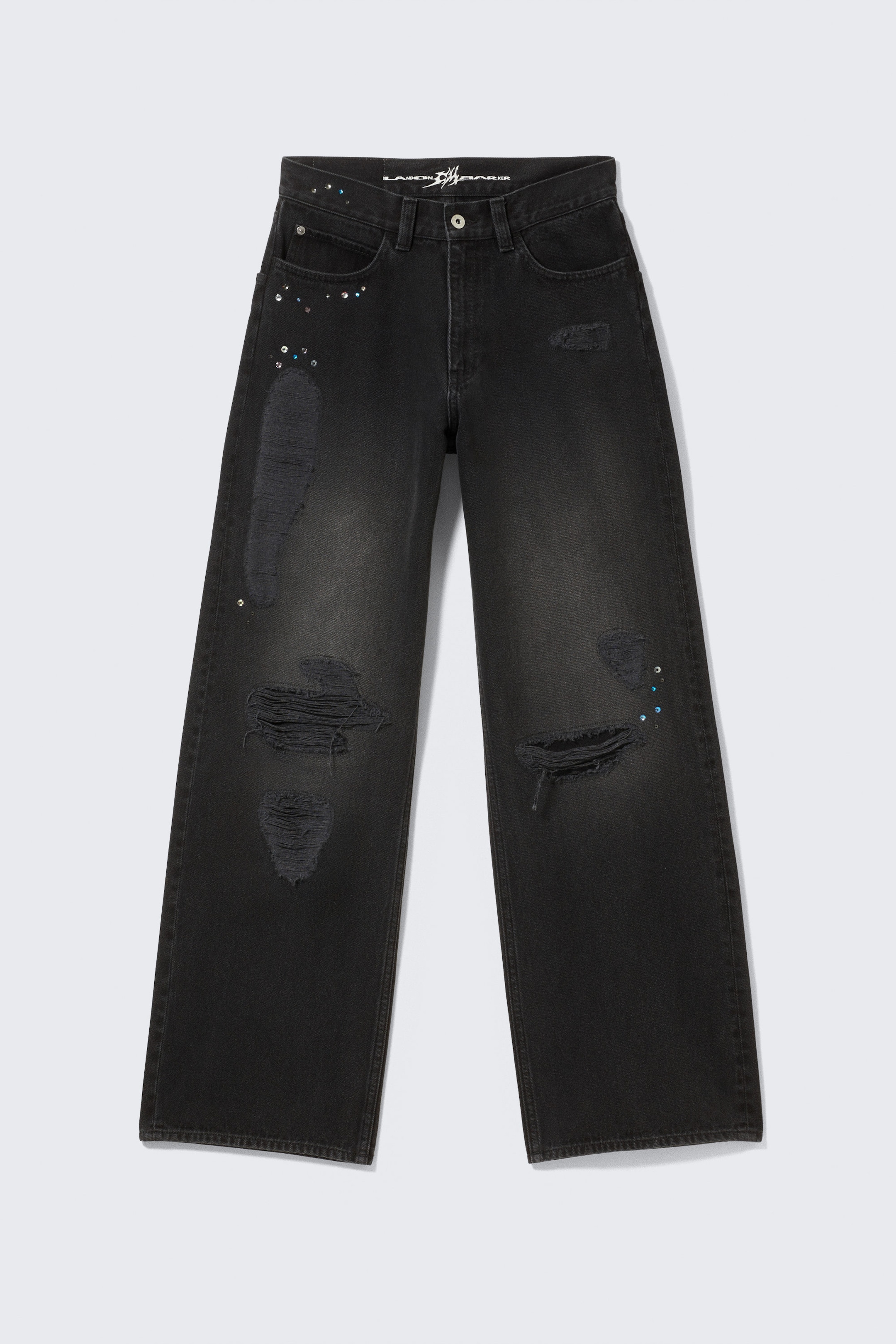 Verblasstes Schwarz - CM x LB Looser Black Crystallised Unisex Jeans - 1