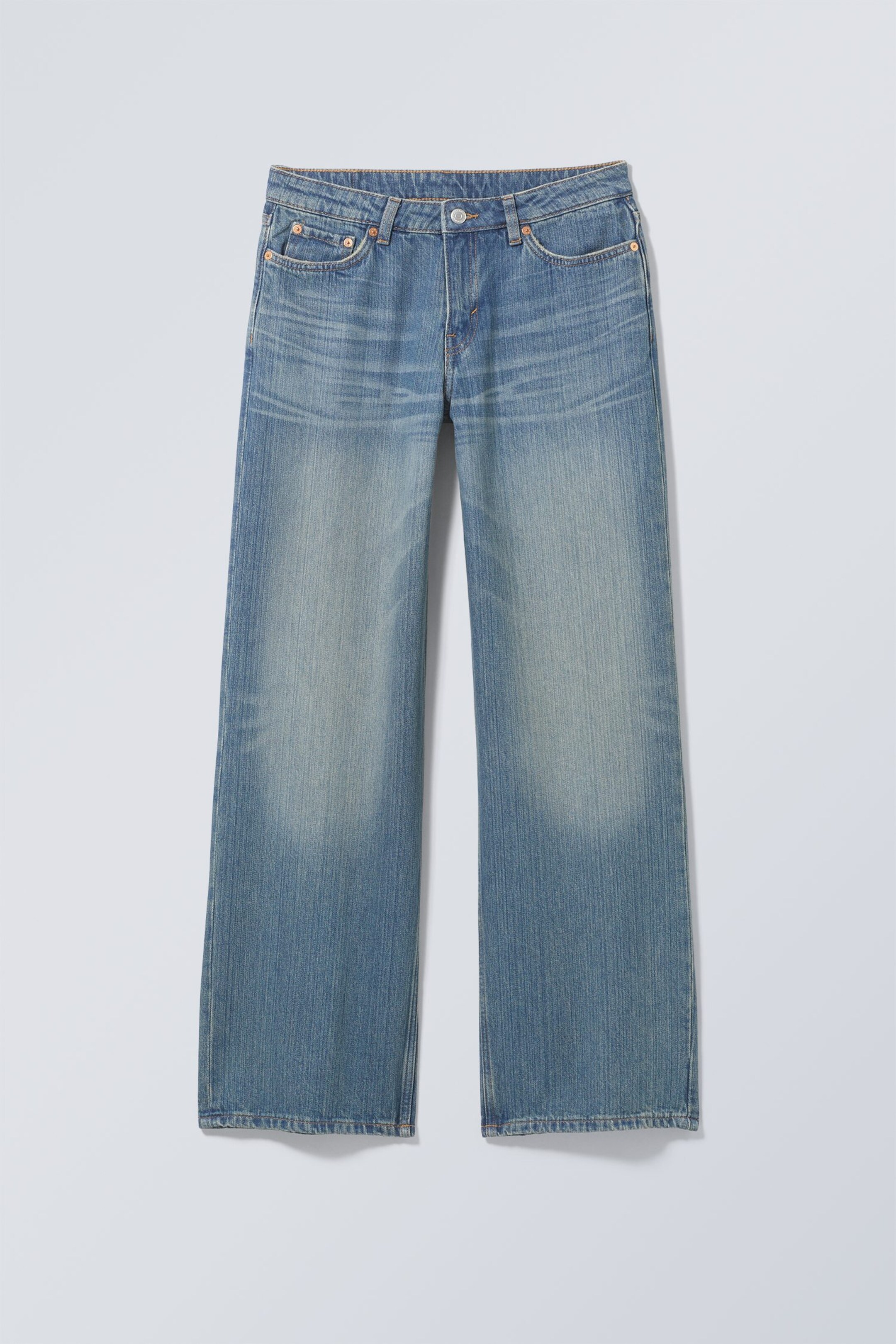 Vezi imaginea mai mare: Ample Low Rise Loose Wide Leg Jeans - Treasure Blue - Medium Blue - FEMEI | H&M RO 1