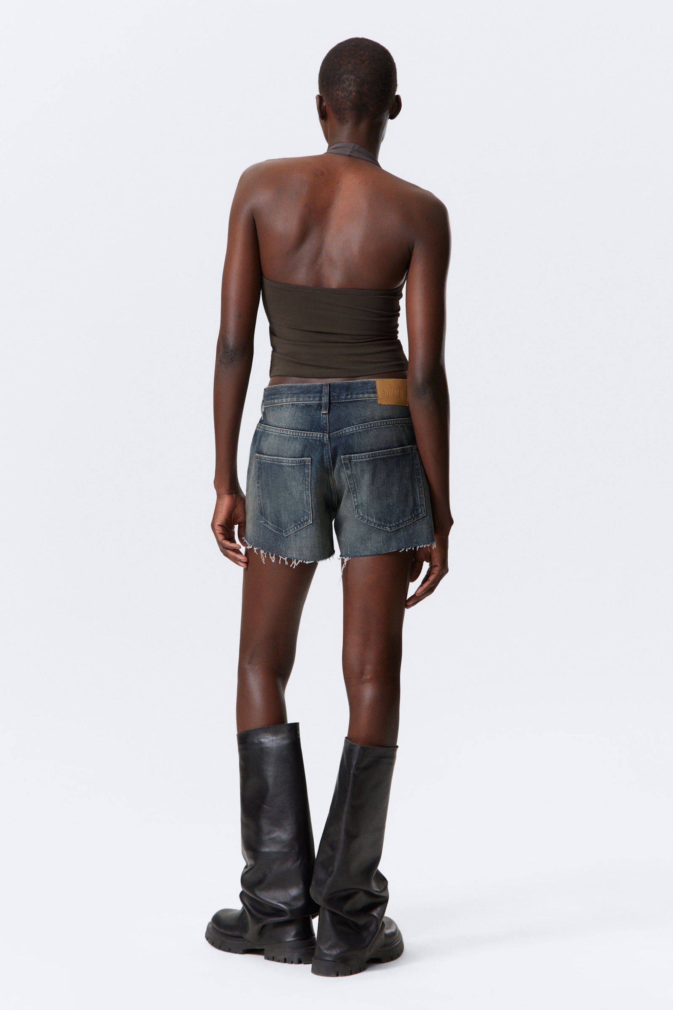 Dark Grey - Square Neck Halter Top - 3
