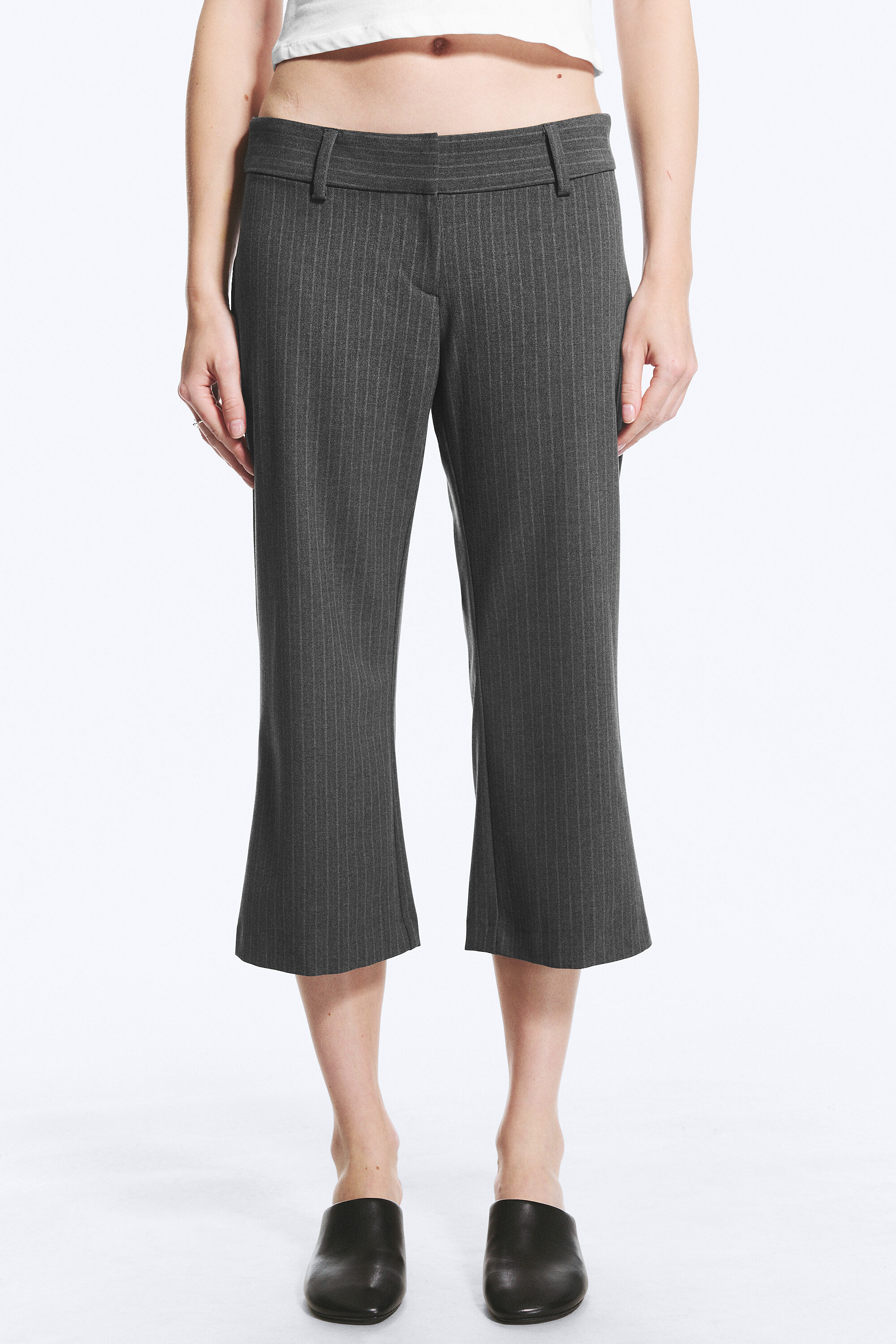 low-rise flared suiting trousers - Dark Grey Melange | Weekday WW