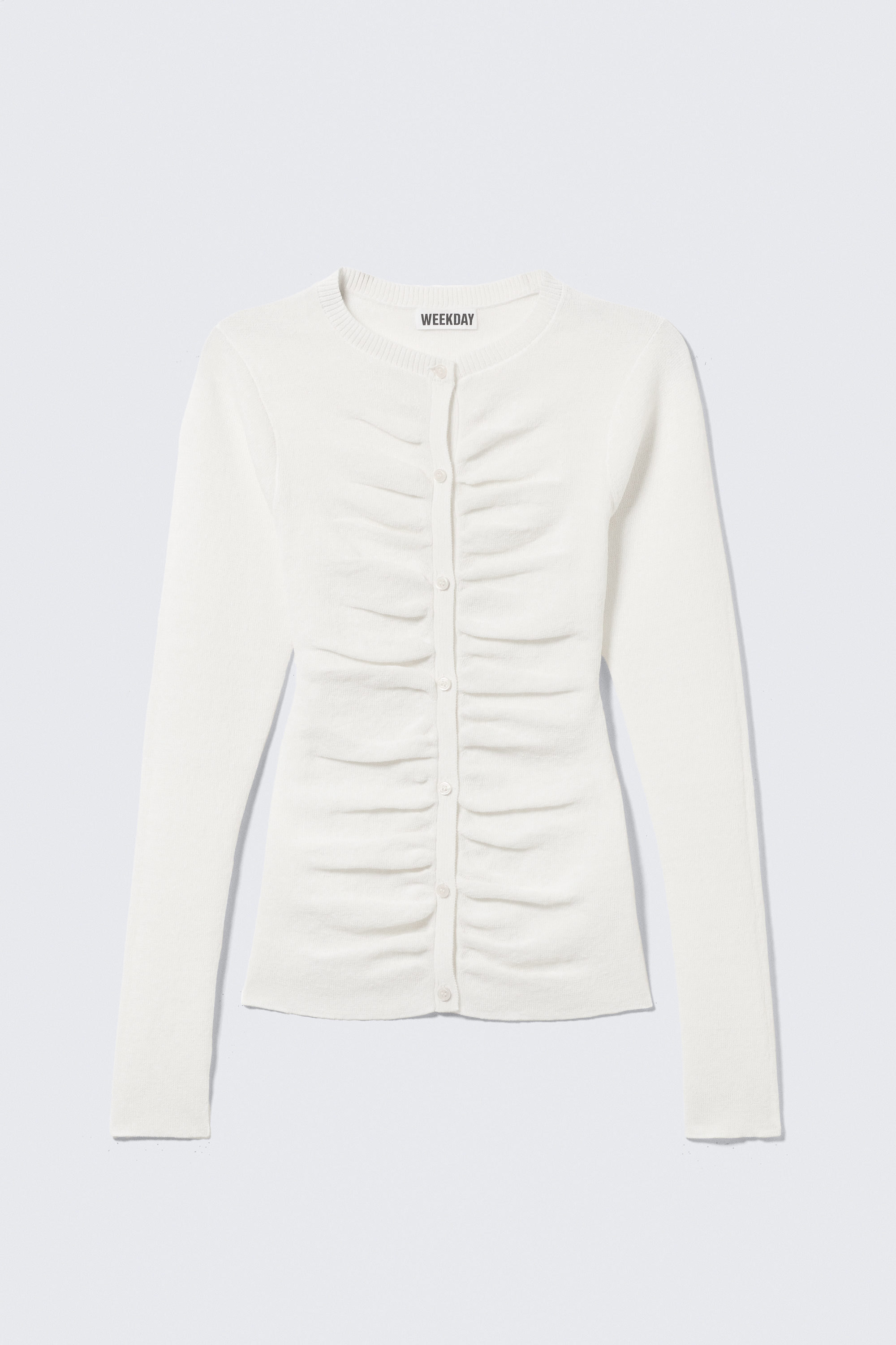 Offwhite - Schmaler Cardigan mit geraffter Knopfleiste - 3