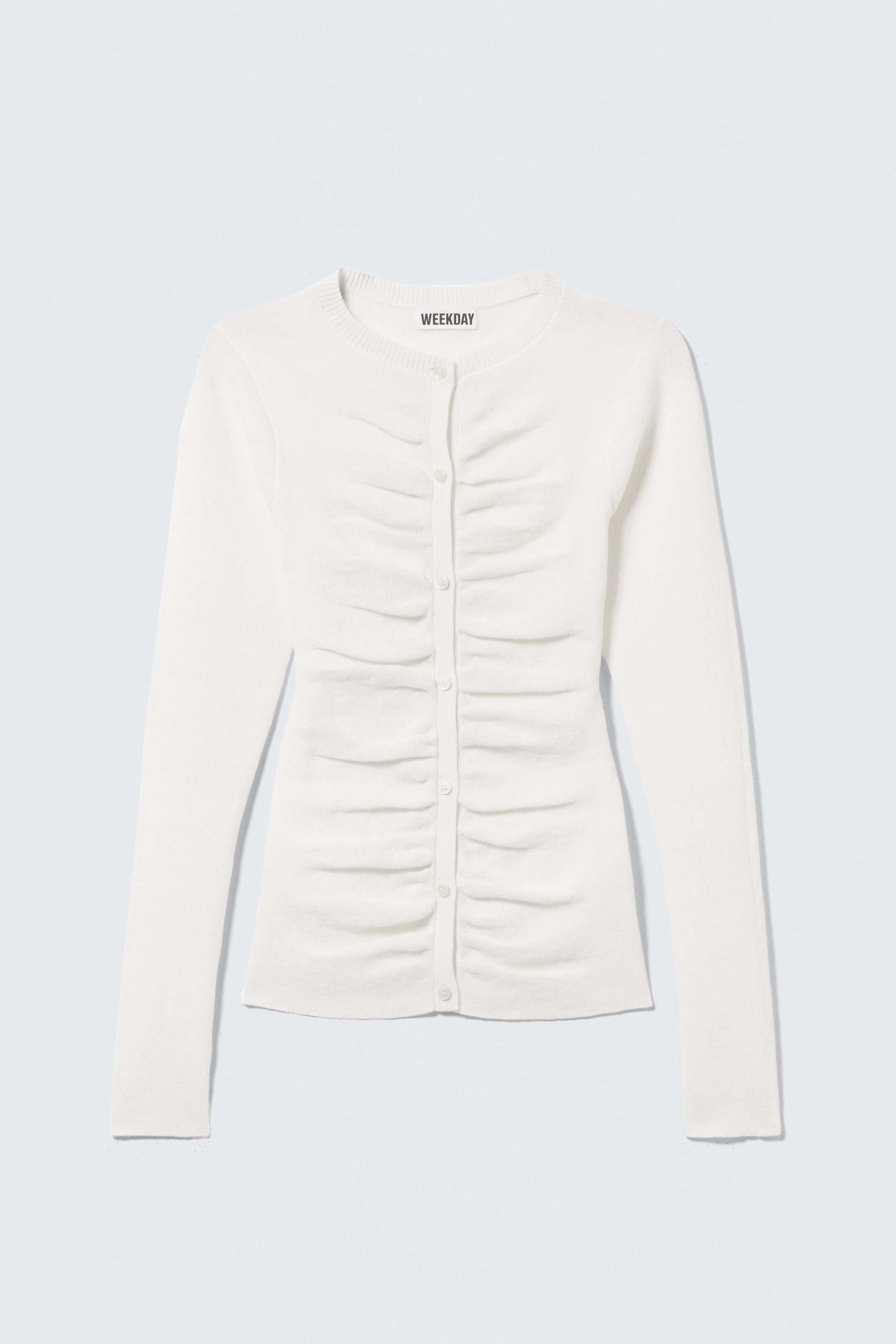 Off-white - Slim Ruched Button-Front Cardigan - 3