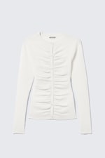 Off-white - Slim Ruched Button-Front Cardigan - 3