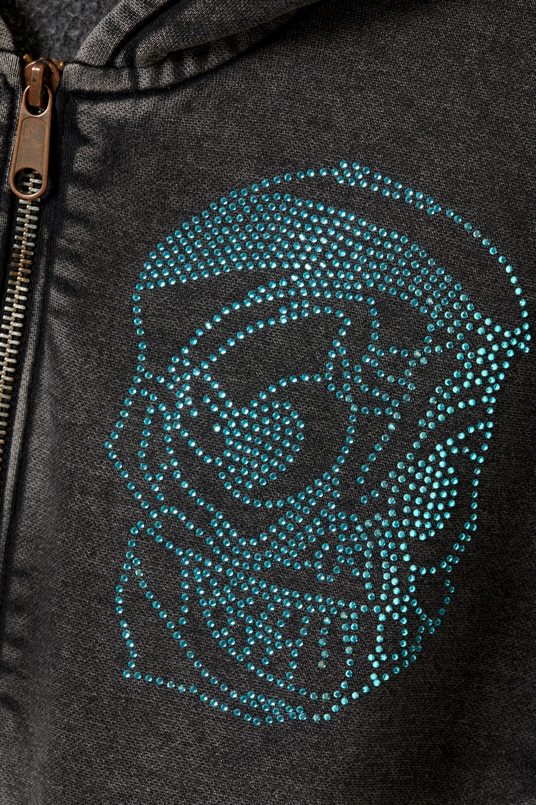 View larger image: Short Rhinestone Zip Hoodie - Washed Black - Ladies | H&M GB 3