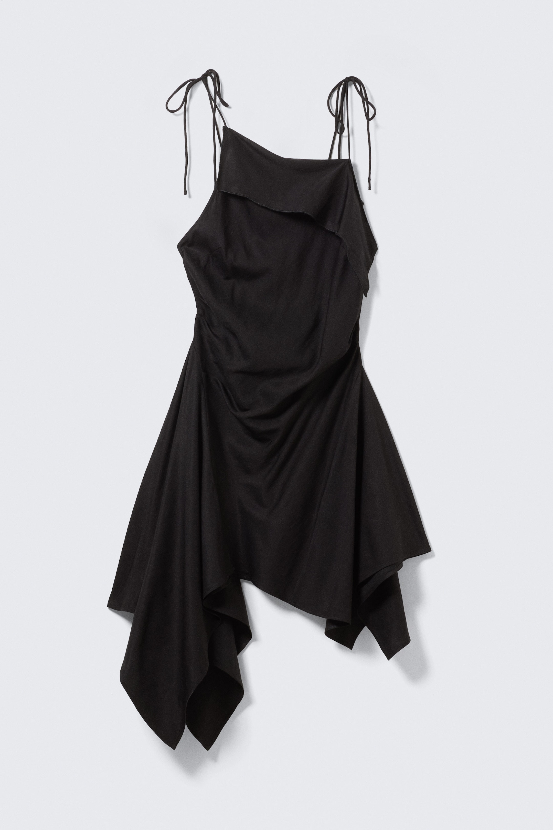 Black - Asymmetric Sleeveless Cowl-Neck Midi Dress - 4
