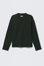 Dark Green - Loose Boxy Long-Sleeved T-shirt - 2