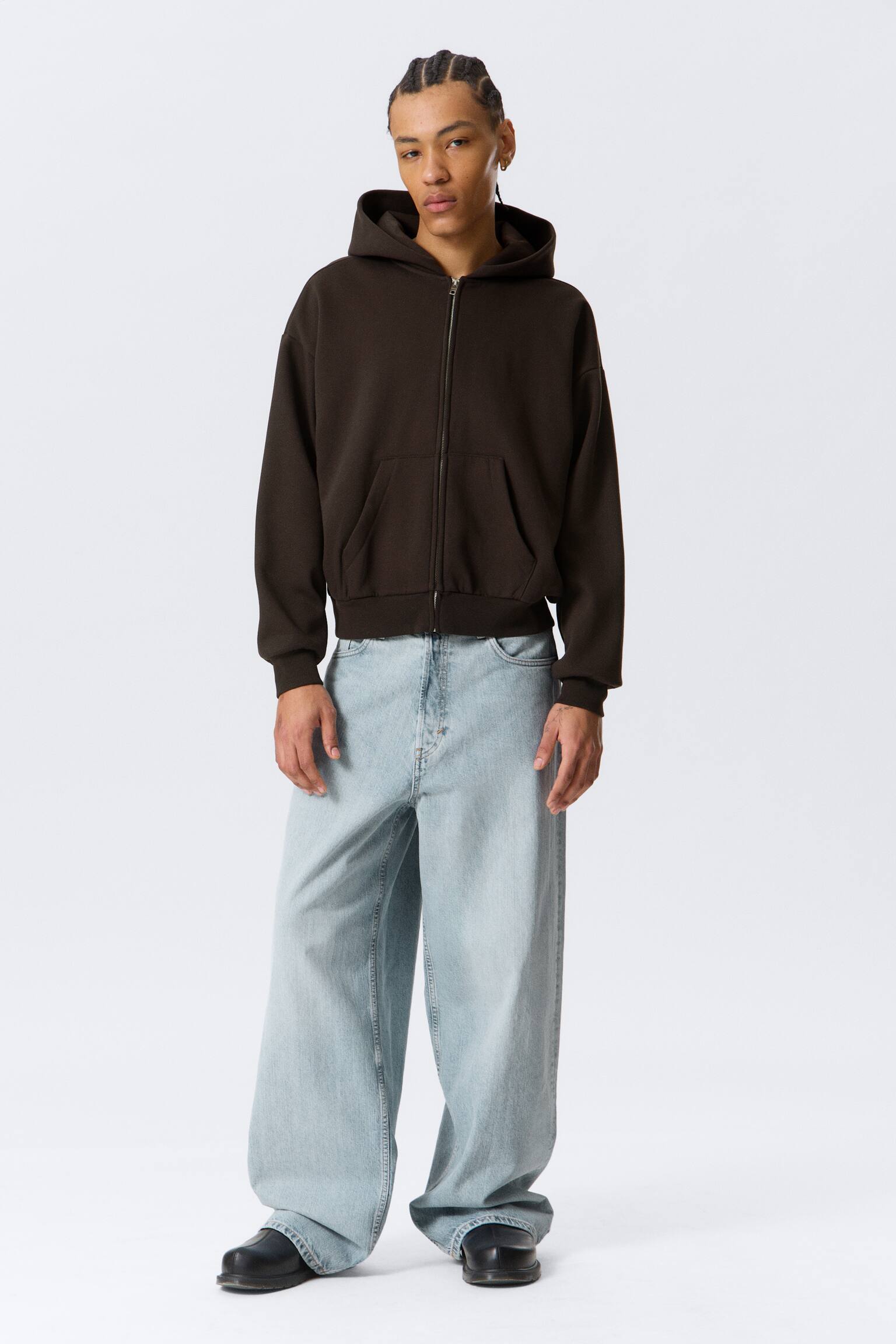 Φαρδιά Ζακέτα με Φερμουάρ - Σκούρο Καφέ/Σκούρο Γκρι/Μαύρο/Γκρι Μελανζέ/Ξεβαμμένο Μπλε - 3