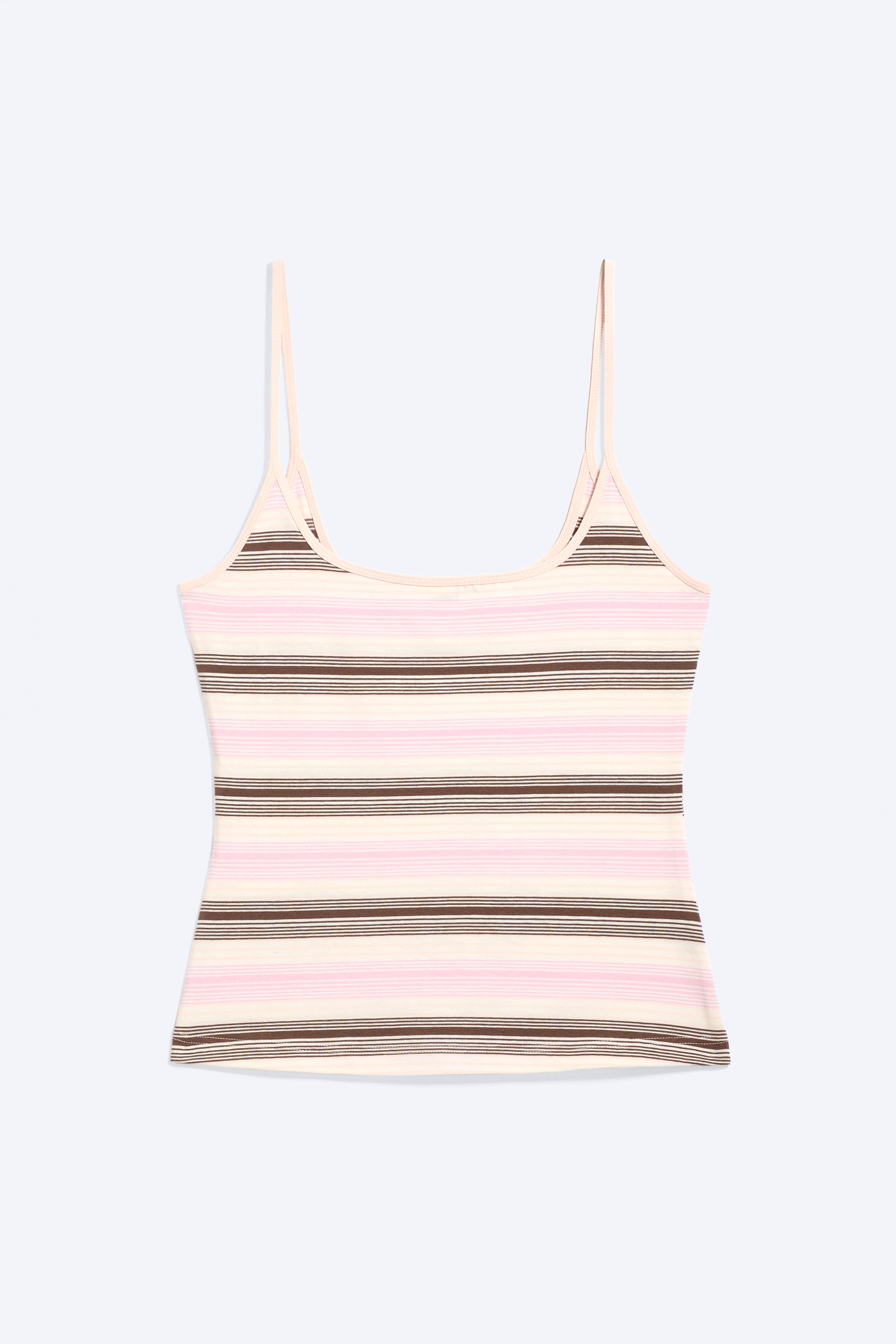 Tanktop met smalle bandjes - Roze/bruin gestreept/Donkerbruin/Wit/White & Black Stripes/Grijs gemêleerd