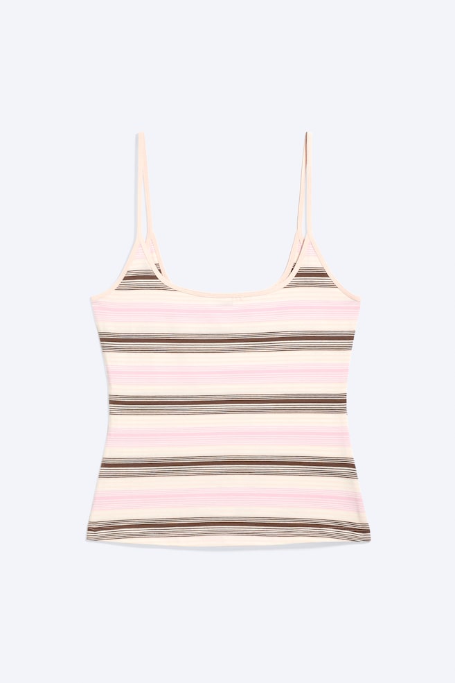 Schmal geschnittenes Trägertop - Pink/Braun gestreift/Schwarz/Dunkelbraun/Weiß/Grau meliert - 1