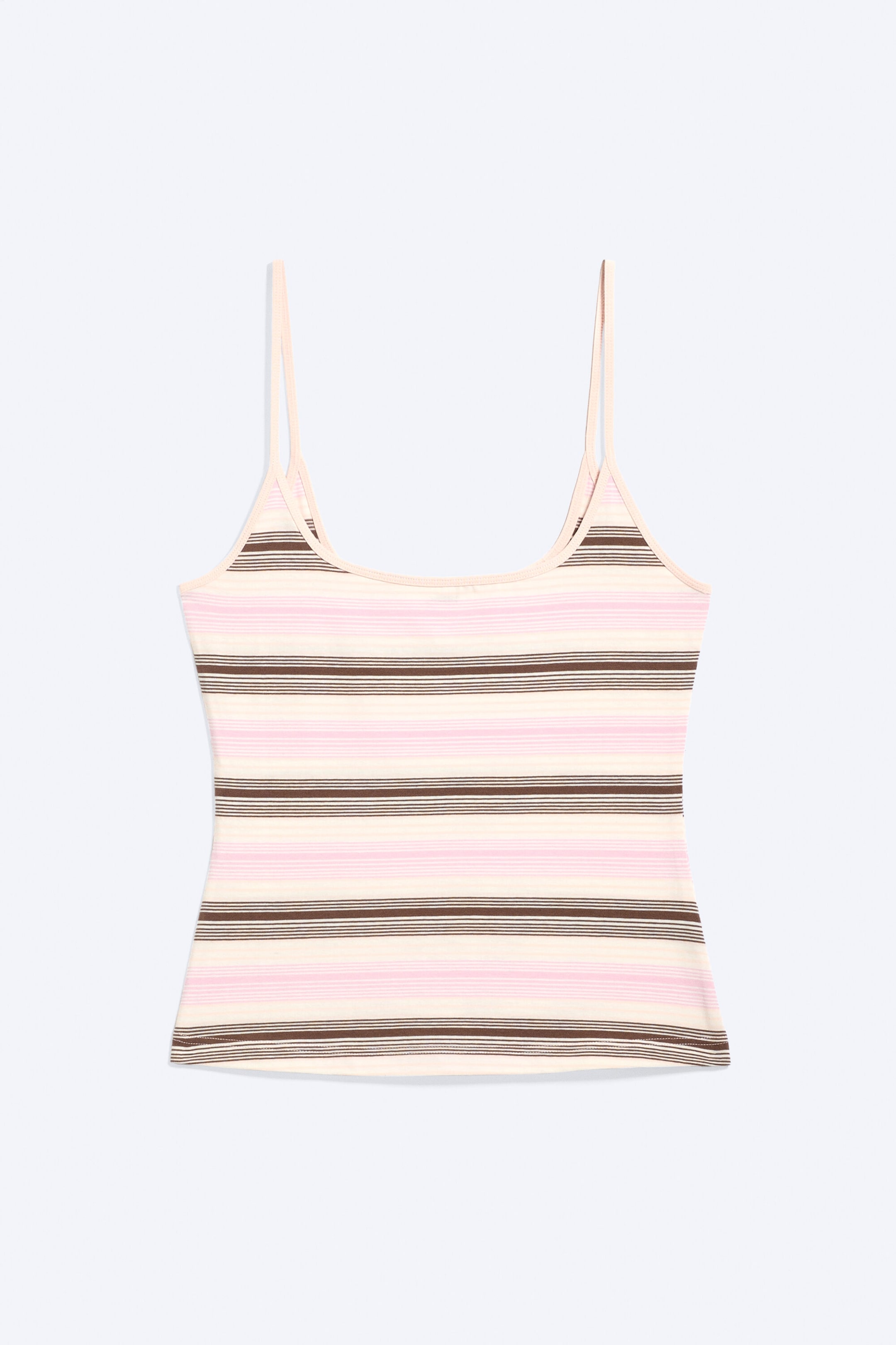 Roze/bruin gestreept - Tanktop met smalle bandjes - 3