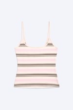 Roze/bruin gestreept - Tanktop met smalle bandjes - 3
