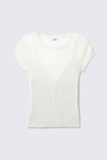 White - Short-Sleeved Knitted Layered Top - 3