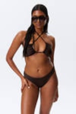 Dark Brown - V-Shaped Thong Bikini Bottoms - 0