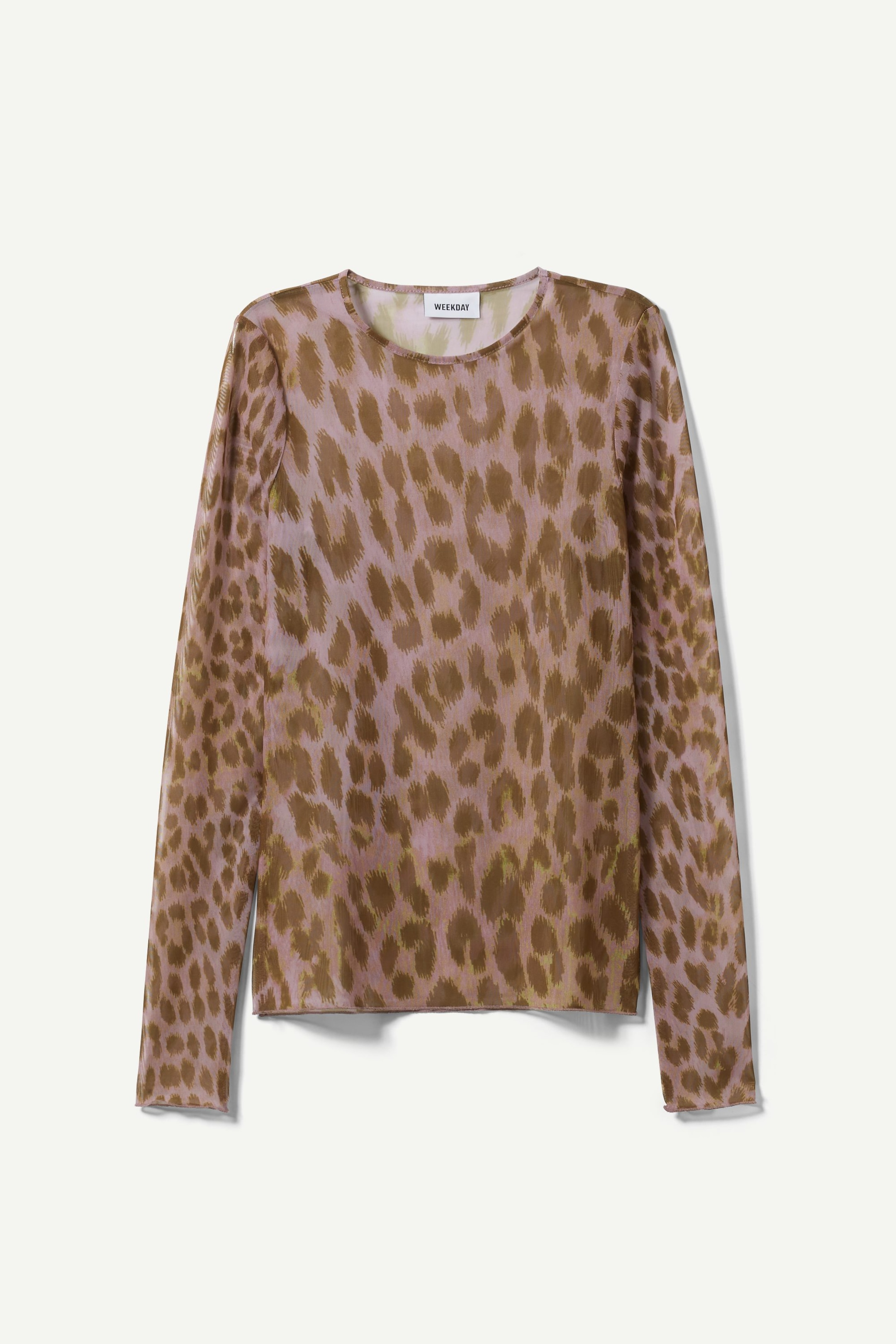 Lila en bruin luipaard - T-shirt lange mouwen met vervaagde print - 0
