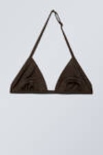 Dunkelbraun - Neckholder-Triangel-Bikinioberteil - 3