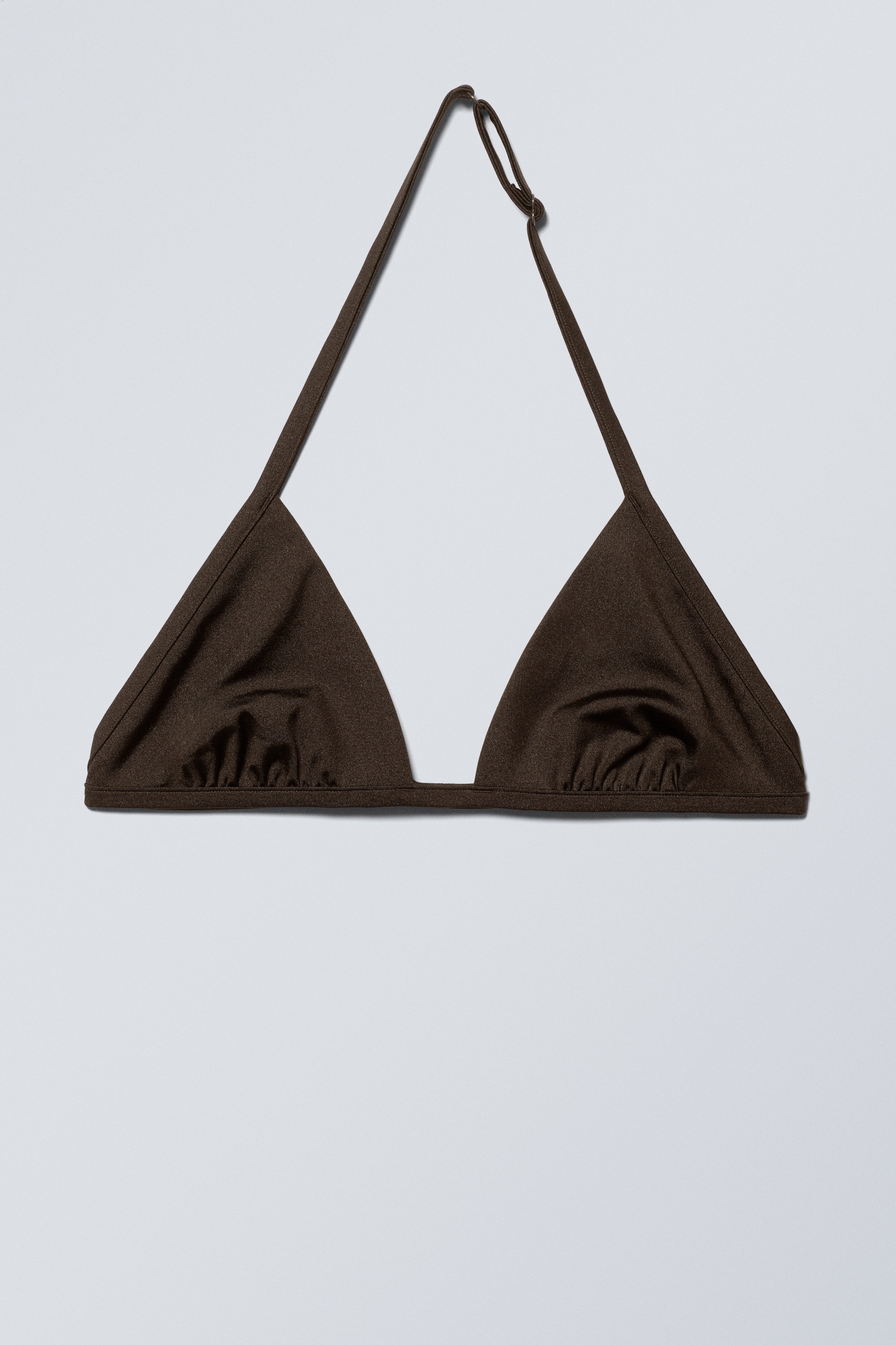 Mörkbrun - Halter Scoop Neck Triangel-bikinitopp - 0