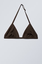 Mörkbrun - Halter Scoop Neck Triangel-bikinitopp - 0