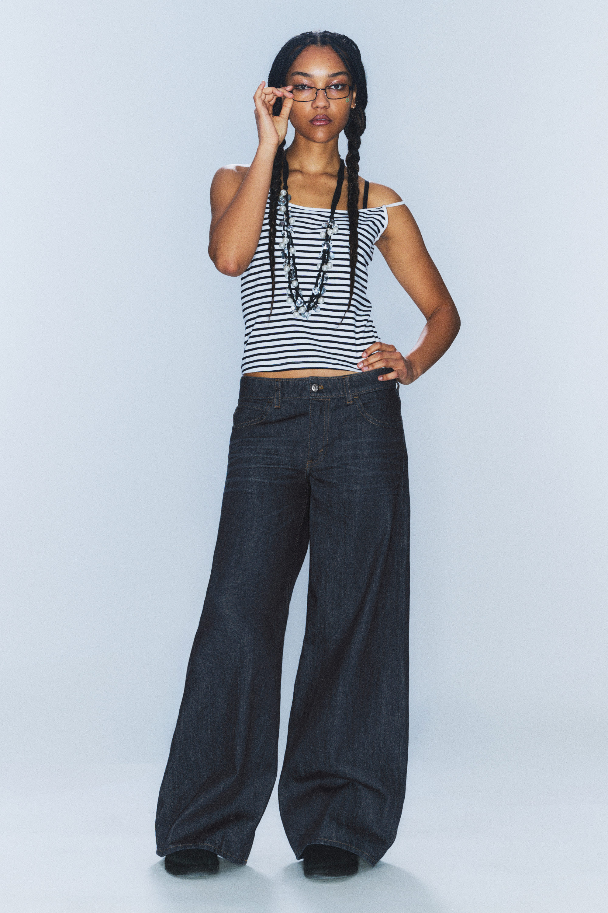 Blue Rinse - Dunkelblau - Poser – Weite Jeans mit normaler Taille - 1