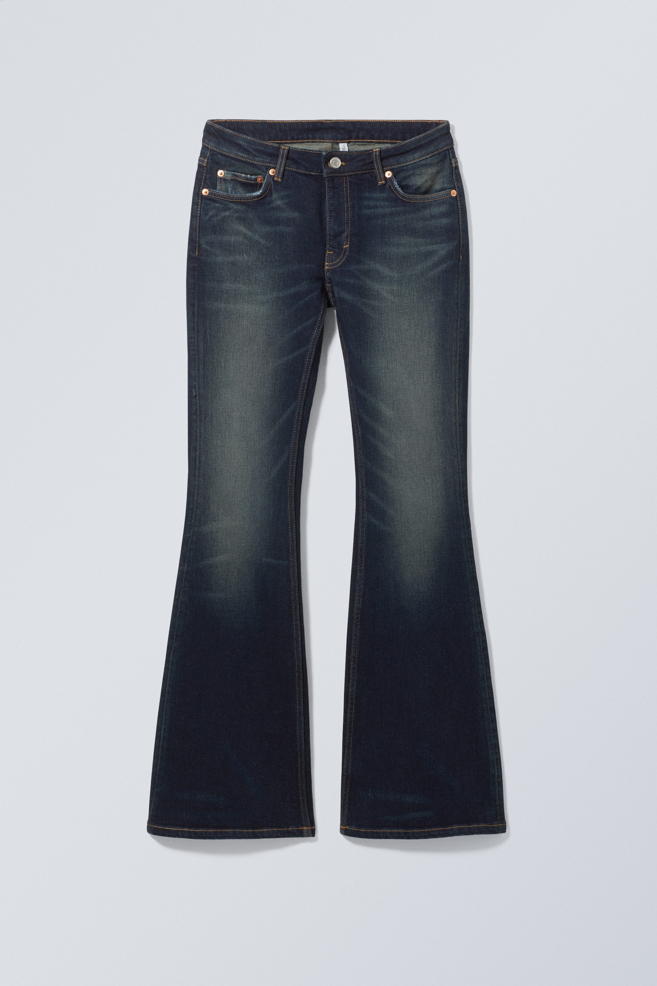 Swamp Blue - Flame Low Rise Slim Flared Jeans - 0