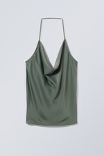 Khaki green - Slip Halter Top - 0