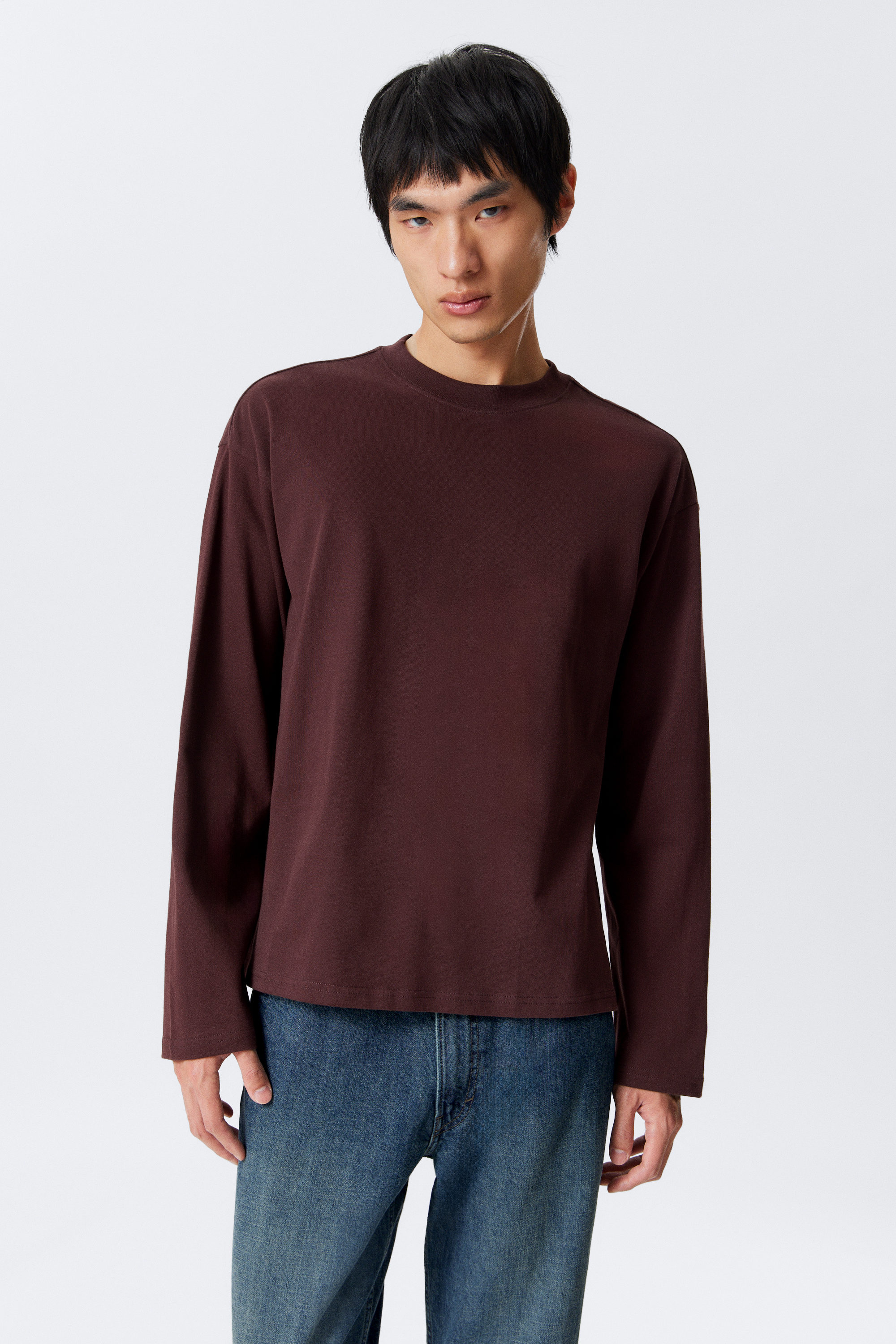 Burgundy - Great Boxy Long Sleeve T-shirt - 1