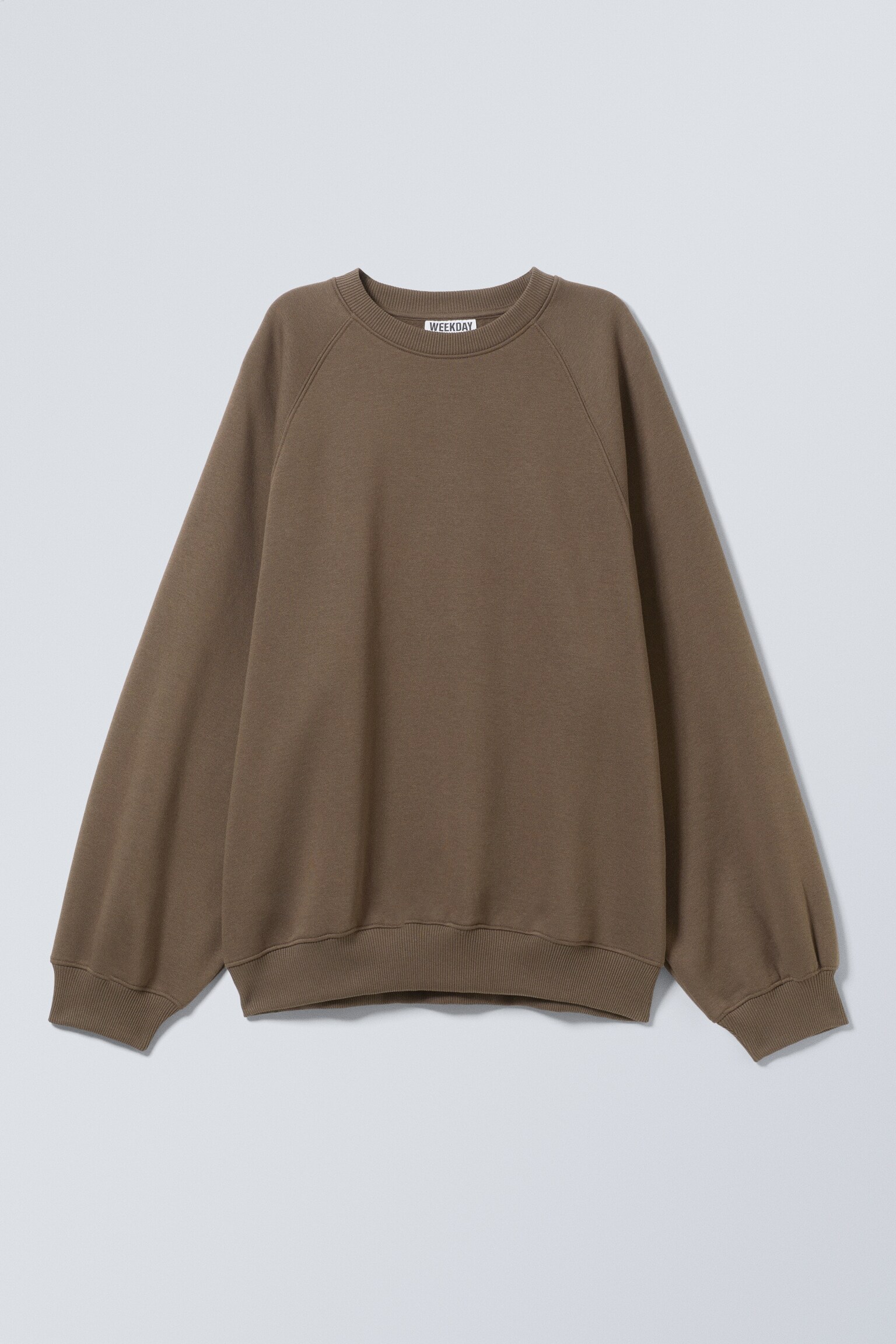 Entspannter Pullover aus schwerer Baumwolle - Dunkelbraun/Petrol