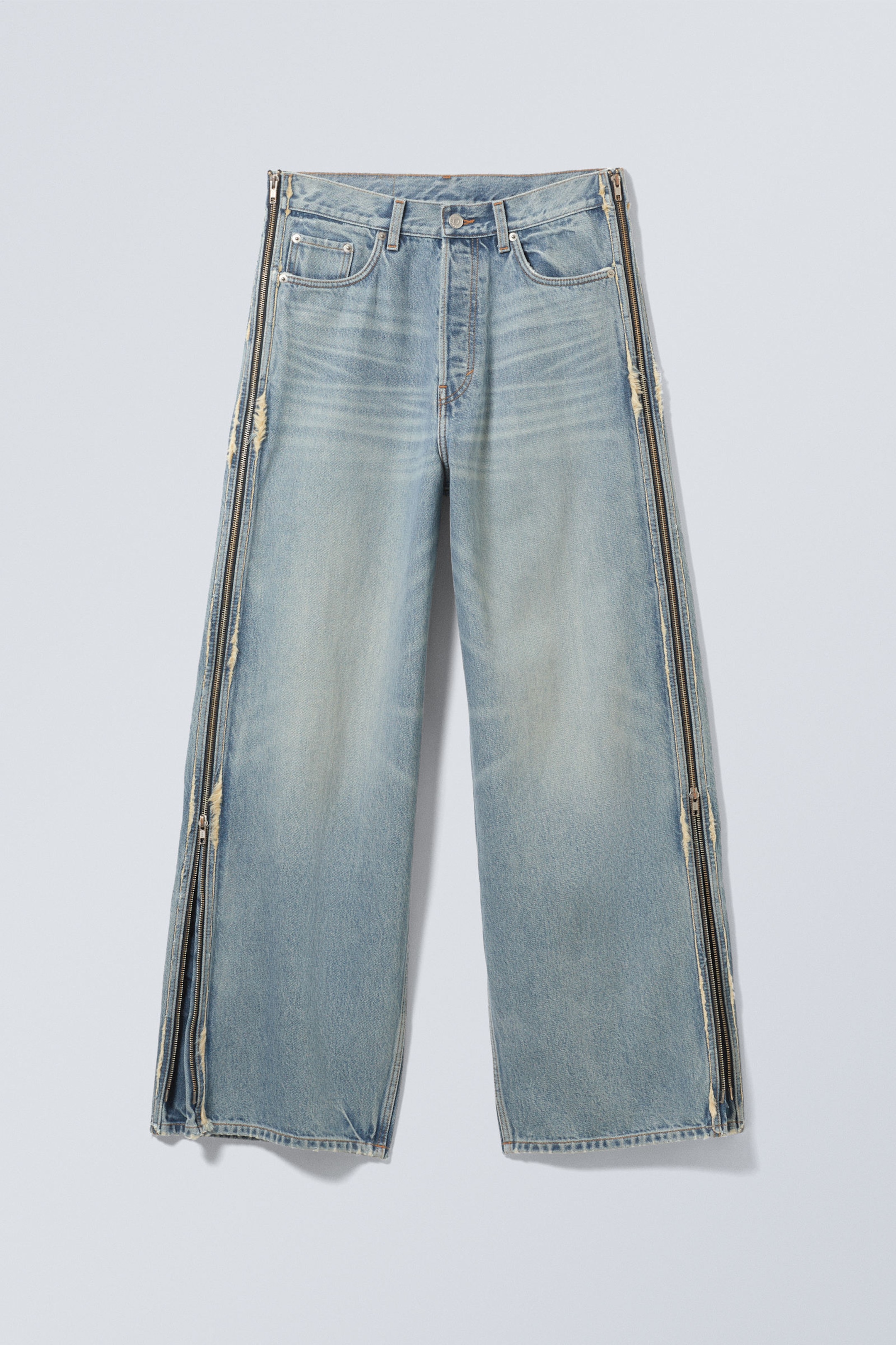 Seventeen Blue - Mittelblau - Nebula Loose Wide Leg Zip Jeans - 1
