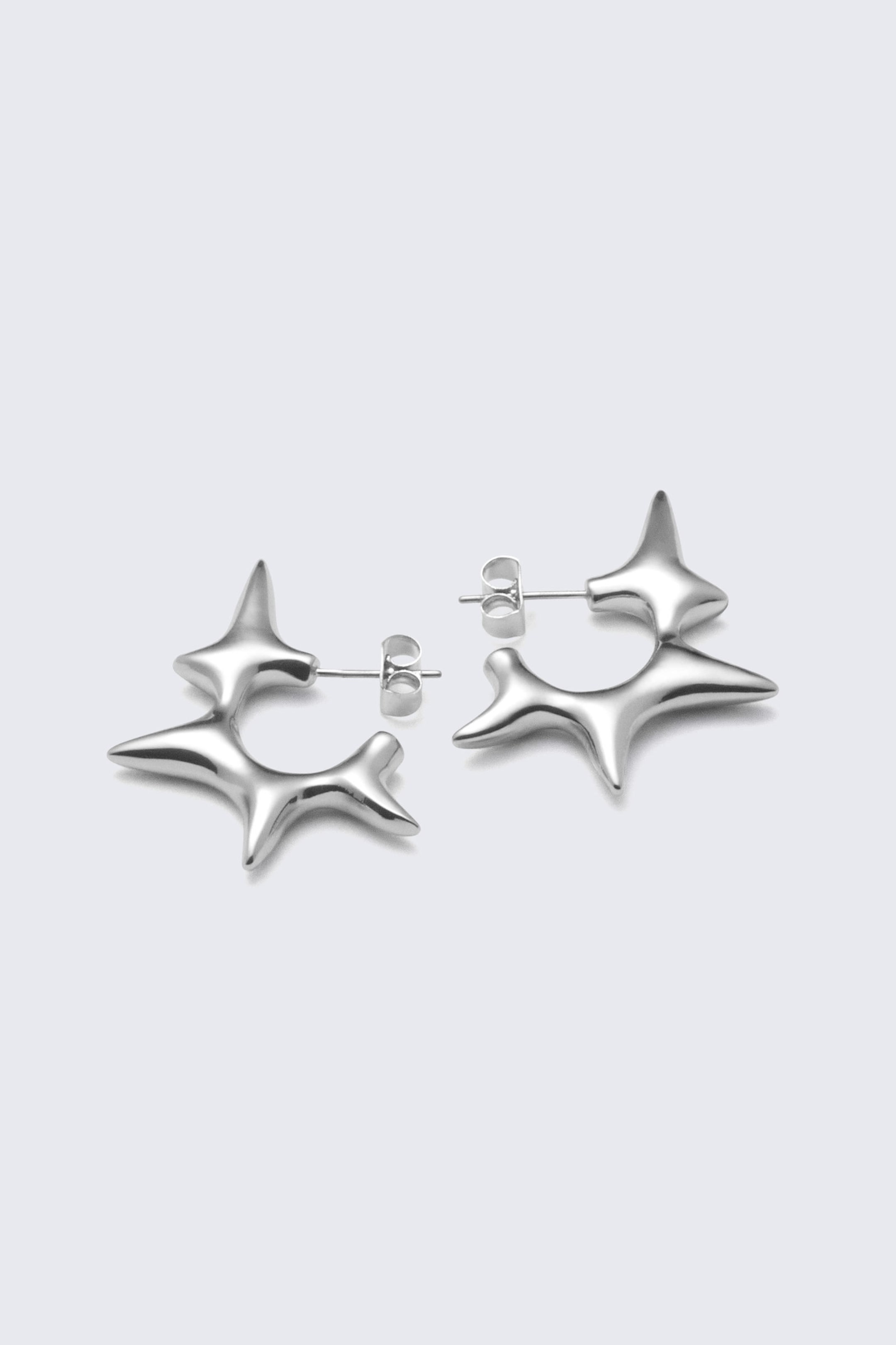 Silver-coloured - Spiky Hoop Earrings